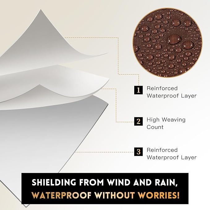 Tarp 10x12FT, 18 Mil Heavy Duty Tarps, 100% Waterproof Tarp, UV Resistant, Brass Grommets and Reinforced Edges.Brown Tarp Suitable for Courtyards, Cars, Camping, Gardens, Pet Nests -by Mvpnet