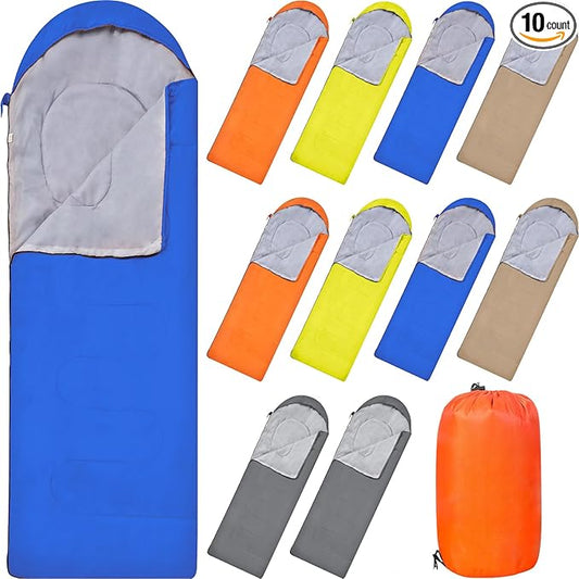Macarrie 10 Pcs Bulk Sleeping Bags for Homeless Donation Shelter Adults 0 Degree Waterproof Sleeping Bags with Compression Sack for Cold Weather Emergency Hiking Camping Warm
