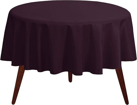 Gee Di Moda Round Tablecloth - 132 Inch Eggplant Round Table Cloth for 72 to 96 Inch Round Tables - Heavy Duty Washable Fabric - for Buffet Table, Holiday Party, Dinner, Wedding & Baby Shower