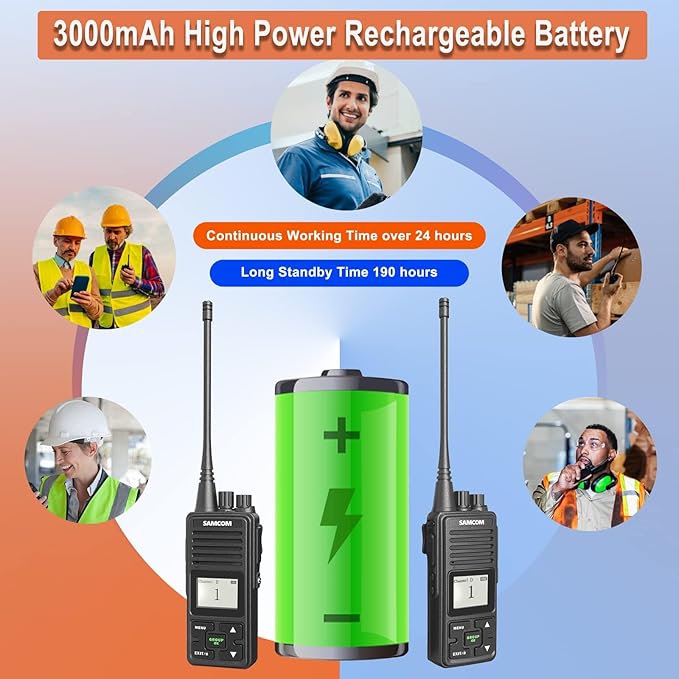 SAMCOM FPCN10A 2 Way Radios with Charging Station, 3000mAh High Power Two Way Radios Walkie Talkies for Adults, Programmable Group Call UHF Handheld Radios for Commercial Church School Security, 6 Pcs