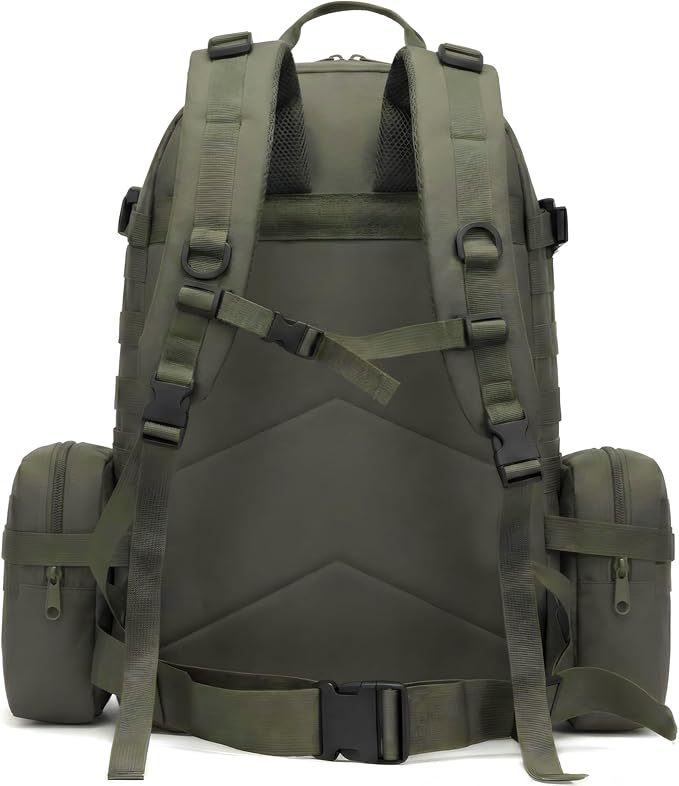 Military Tactical Backpack for Men 60L Waterproof Bug Out Bag Survival Rucksack Go Bag Emergency Molle System Army 3 Day Assault Pack for Hiking Hunting Camping Green