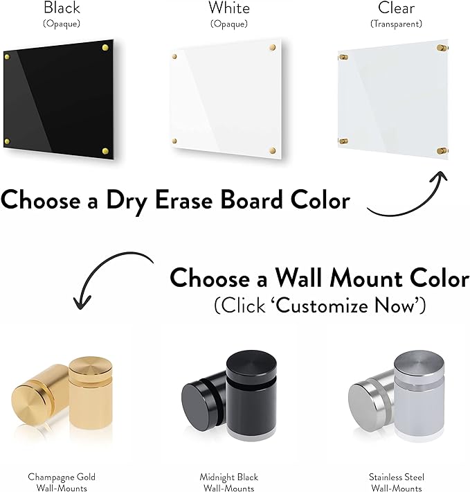 Ships Next Day, Made in USA - Acrylic Dry Erase Board | Non-Magnetic Dry Erase Board | Hanging Frameless White Board | Acrylic for Office and Home Walls | for Adults(Clear - 16x20)