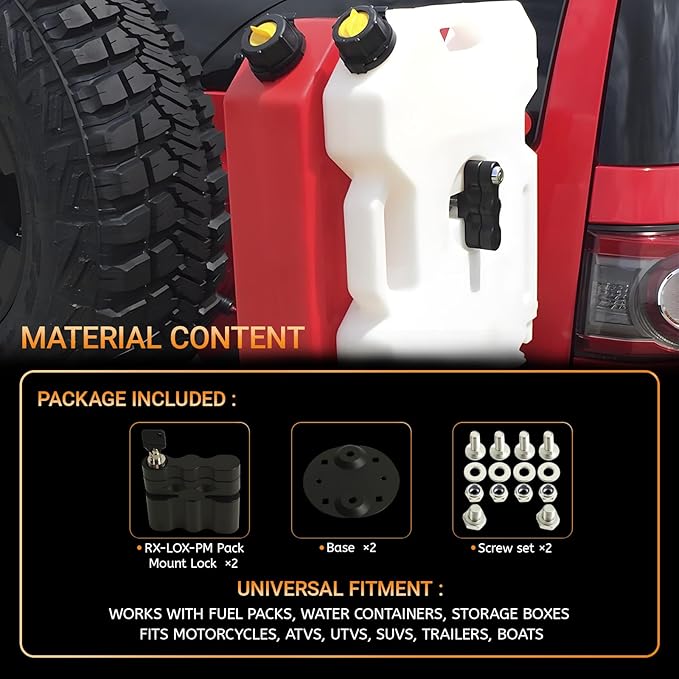Pack Mount Lock with Keys RXLOXPM Compatible with Rotopax Locking Mount LOX-PM Fuel Pack