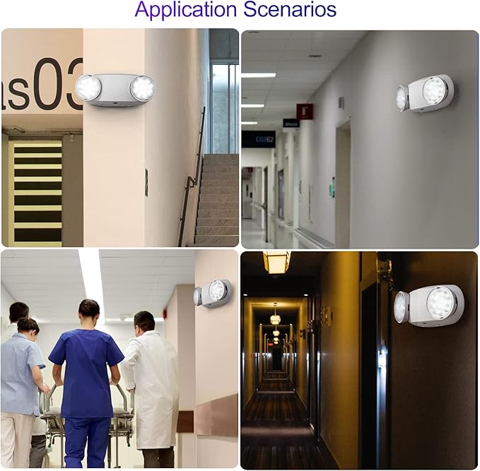 TANLUX LED Emergency Lights with Battery Backup, Commercial Emergency Light Fixtures for Business Home Power Failure Emergency Exit Sign Lighting with 1.0 Meter Plug in Cord AC120V Input