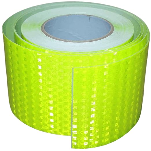 Fluorescent Green Reflective Tape 4 inch Wide, Outdoor Waterproof Safety Caution Warning Adhesive Strips Tape (66 feet)