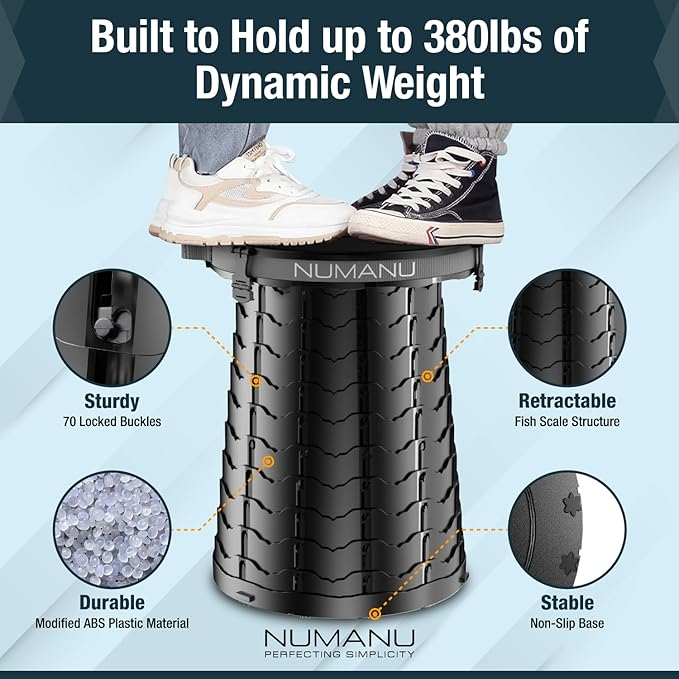 NUMANU 19.7" XXL 3IN1 Portable Toilet, Stool, Trash Can | Adjustable Height Portable Potty, Foldable Travel Toilet with Lid & Waste Bags, Outdoor Travel Potty, Pop Up Camping Toilet for Adults & Kids
