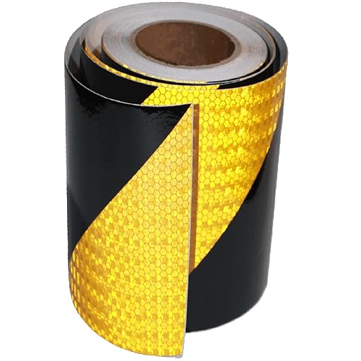 Reflective Tape Yellow Black 12 Inch for Cars, Safety Caution Reflector Strips, Hazard Conspicuity Warning Adhesive Stickers (68 feet)