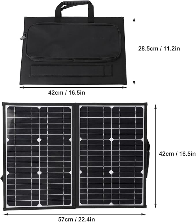 WALFRONT Foldable Solar Panel, Monocrystalline Solar Panel, 60W Portable Charger with Dual USB Ports, Ideal for Camping, Travel and Emergency Power Supply