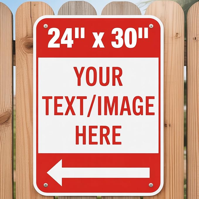 Custom Outdoor Metal Sign - 24x30 inch Durable 0.04 Aluminum, Rust-Proof & Reflective Option, Single/Double Sided, Home/Business Use