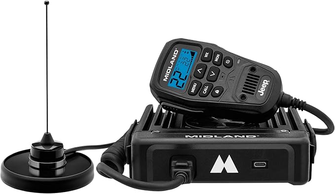 Midland® MXT575J Jeep® MicroMobile GMRS Two Way Radio with NOAA Weather Scan and Alert - for Farms, Ranches, Overlanding - Repeater Capable, Integrated Control Mic,- External Magnetic Mount