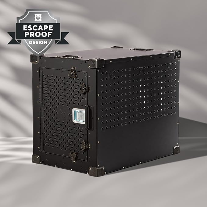 Impact Indestructible High Anxiety Dog Crate for XXL Dogs - Heavy Duty Escape Proof Indoor Dog Kennel with Powder-Coated Aluminum - Ideal for Escape Artists (Black, 48" (48.5" L x 32.5" W x 36" H)