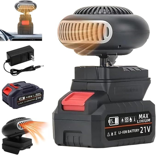 Battery Powered Heater, 2026 New Portable Rechargeable Battery Powered Space Heater Cordless with USB &3900mah Batteries/Anti Tilt Design for Camping/Indoor/Car Defroster (10 Batteries Kit)