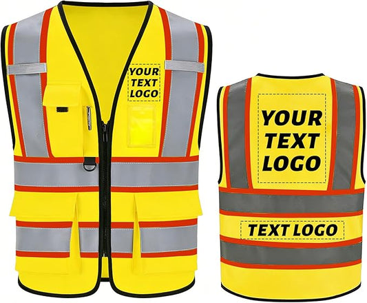 Reflective Safety Vest, High Visibility, Custom Logo for Construction, Roadwork, Traffic, Emergency Use
