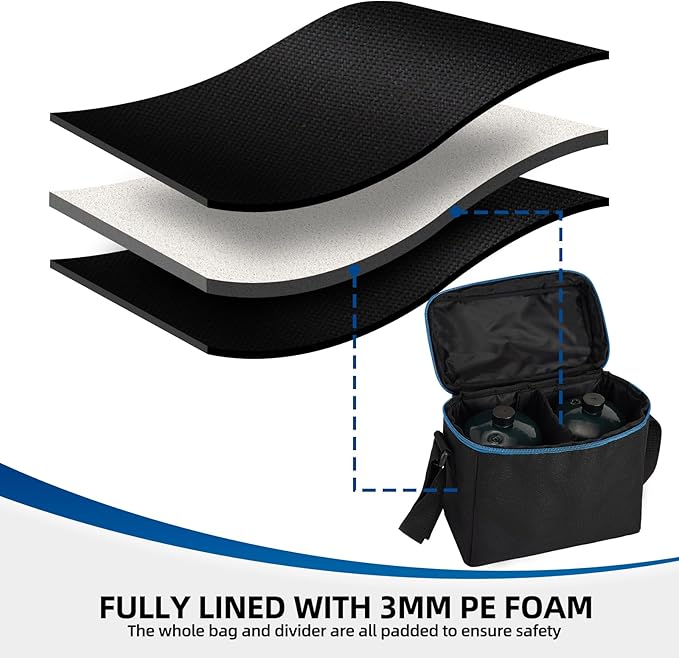 1 LB Propane Tank Carry Bag with Padding, Portable 16 OZ Propane Tank Holder to Hold 2 Pcs Mini Fuel Cylinder, Small Camping Gas Cylinder Storage with Strap, Bag Only