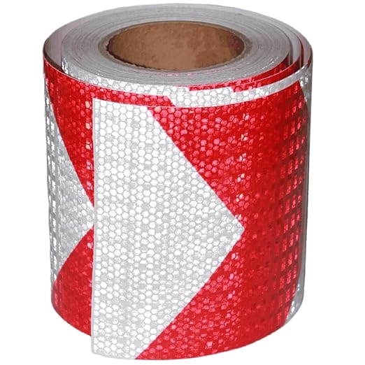 Reflective Tape Red White 6 inch Wide for Bikes, Outdoor Waterproof High Visibility Safety Warning Adhesive Strips (66 feet)