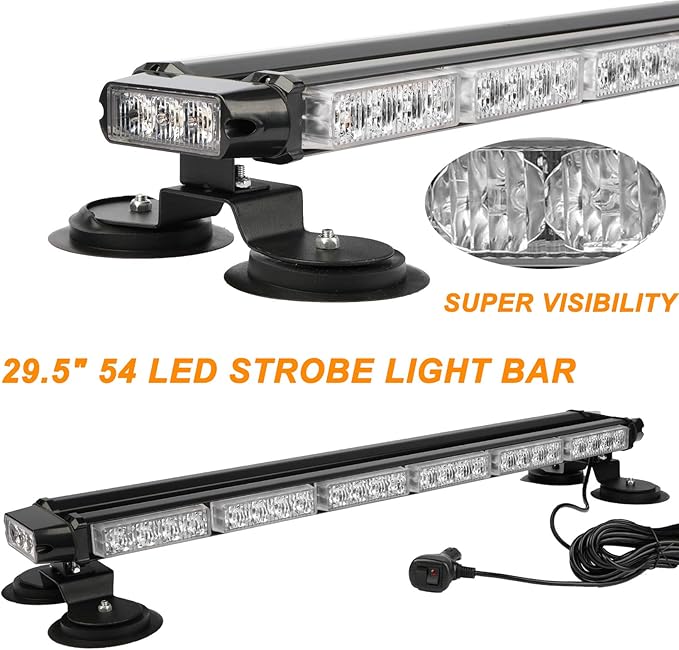 ASPL 29.5" 54 LED Strobe Light Bar Double Side Flashing High Intensity Emergency Warning Flash Strobe Light with Magnetic Base for Safety Construction Vehicles Tow Trucks Pickup (Amber/Green)