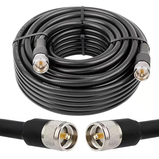 UHF CB Coax Cable, 60FT KMR400 PL259 Coaxial Cable UHF Male to Male Coax Cable Low Loss UHF Cable for CB Radio,HAM Radio, VHF Radio, SWR Meter, Antenna Analyzer