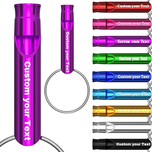 20 Pcs Custom Emergency Whistles with Keychains, Personalized Loud Safety Survival Whistle Engraved with Name/Text, Bulk Whistles for Outdoor Sports, Camping, Hiking, Boating, Hunting