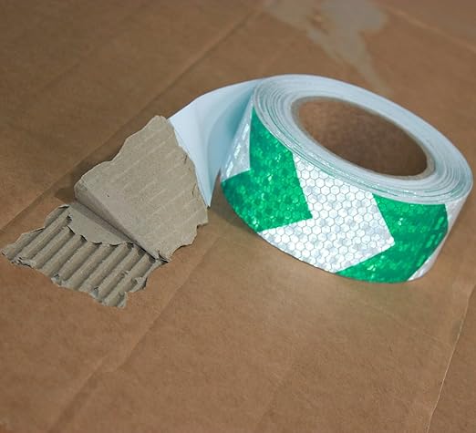 Reflective Tape Green and White 2 Inch x 68 Feet, Outdoor Waterproof Warning Reflector, Night Safety Stickers for Car