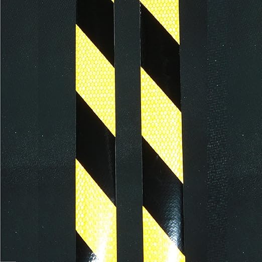 Reflective Tape Yellow Black 1 Inch x 168 Feet, Warning Conspicuity Reflector, Night Safety Sticker for Car Trailer Clothing