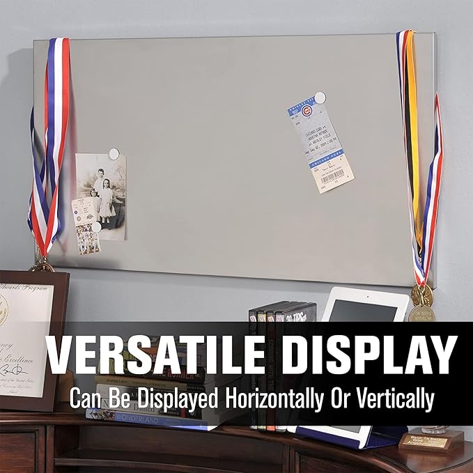 STEELMASTER by BankSupplies Magnetic Bulletin Board | 30 x 14 Inches | Silver | Includes 6 Magnets, 4 x 6 Dry Erase Board & Dry Erase Marker | Scratch Resistant Finish | Horizontal & Vertical Display