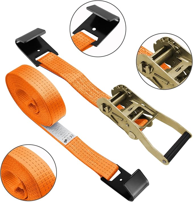 4Pack 2in 30ft Ratchet Strap Flat Hook Heavy Duty Flatbed Straps for Trailer Tie Down Straps Box Truck Accessories Cargo Loading 10000lbs Breaking Load