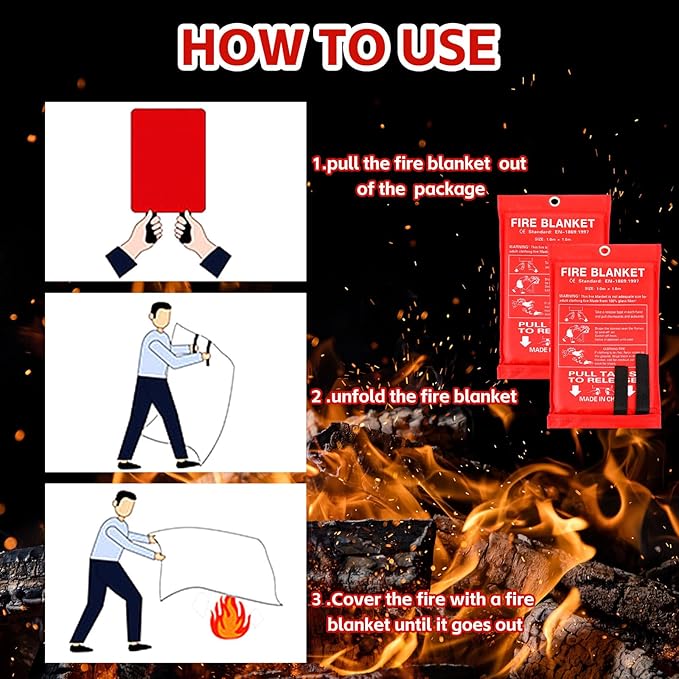 Macarrie 12 Pack Fire Blankets 39” x 39” Fire Blanket Emergency for Home and Kitchen Extinguisher Blankets Fiberglass Suppression Blanket Safety Fireproof Survival for Car Office Warehouse (Red)
