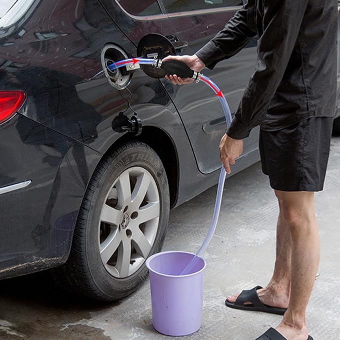 Veemoon One-way Hand Pump Manual Transfer Tool for Gasoline Oil Water Fish Use High Flow Siphon Pump with Thickened Tube for Emergency Liquid Extraction