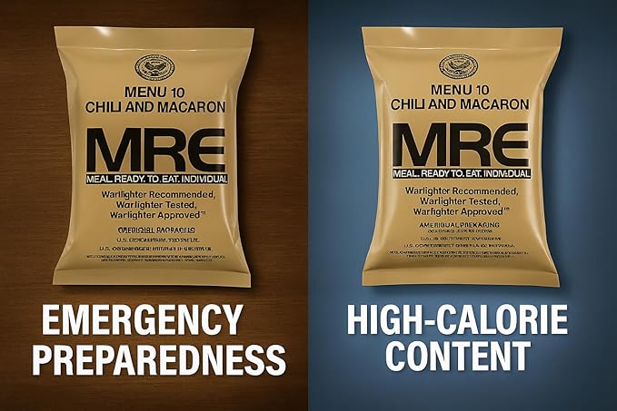 MRE Meals Ready to Eat – 4 Pack Variety | Shelf-Stable Emergency Food Supply | Long-Term Survival Rations for Camping, Hiking & Disaster Preparedness