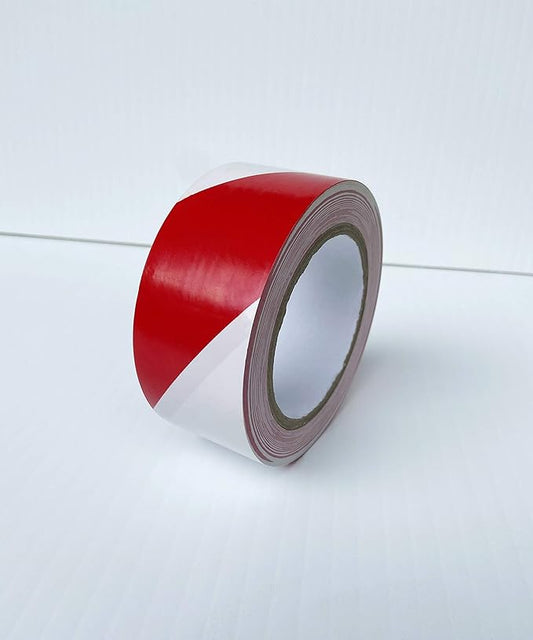 PVC Vinyl Tape- 6 mil, (2”, 36 yd) Matte Surface, Floor Marking Stripe Colored Tape by Graphical Warehouse- 5S Safety and Security Tape, Visual Communication Tool (24, Red/White)