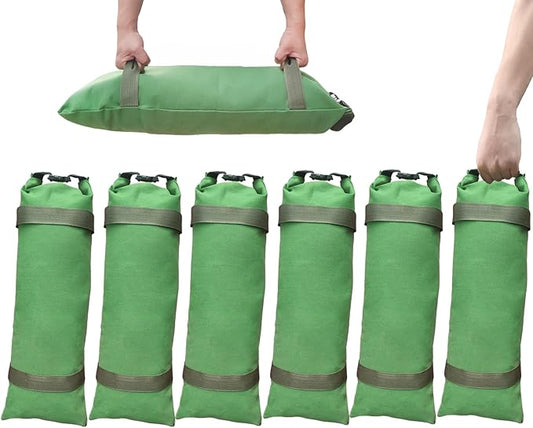 Flood Barrier Sand Bags 6Pcs Thickened Long Canvas Flood Protection Sandbags & Reusable With Insert Buckle Handle Sandbags for Emergency Flood Protection Fits Doors Garages Basement Counterweights (6)
