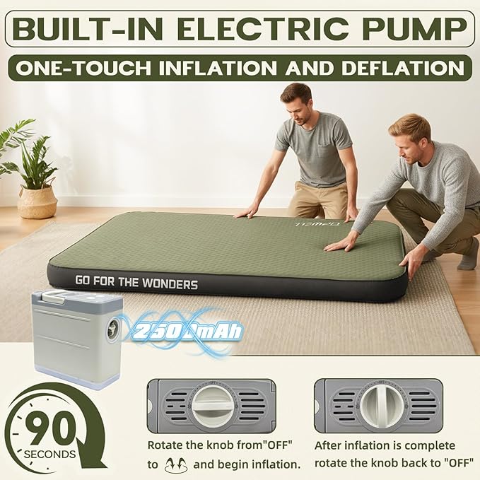 UPWELL Self Inflating Sleeping Pad 4.5" Thickness Camping Mattress with Solid Foam Double Sleeping Mat Portable Fast Inflation for Outdoor Mat Portable Roll Up，with air Pump