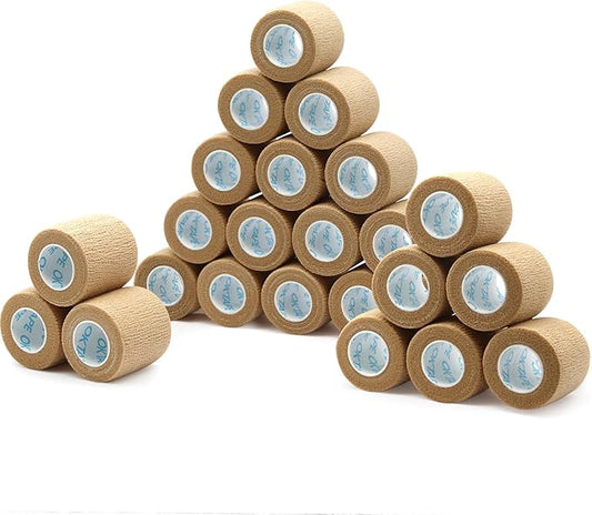 OK TAPE Self Adherent Cohesive Bandages Wrap 24Packs, Non-Woven Self Adhesive Athletic Sports wrap Tape, Vet Wrap Bandages Tape, for Thumb Finger Wrist Ankle (Beige)