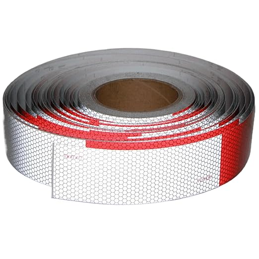 Red and White Reflective Tape 2 inch X 185 feet, Outdoor Waterproof Hazard Conspicuity Warning Industrial Marking Tape