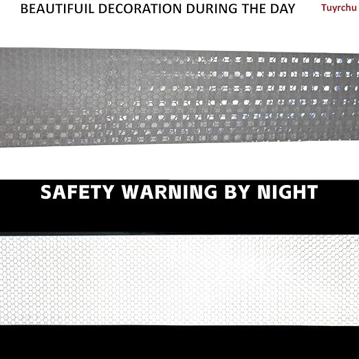 Industrial Reflective Tape White 3 inch Wide, Outdoor Waterproof High Visibility Safety Warning Adhesive Strips (66 feet, 3 Rolls)