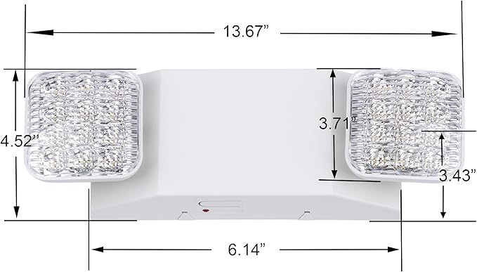 GRUENLICH LED Commercial Emergency Light with Dual Head and Backup Battery, US Standard, AC 120-277V, Hardwired Emergency Light Fixtures for Business Office Power Outages, 12-Pack