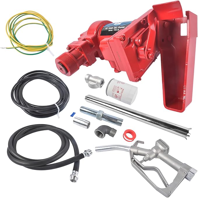 20 GPM 12V Fuel Transfer Pump with Manual Nozzle & Particulate Filter, High Flow Gas Iron Heavy Duty DC Transfer Pump for Gasoline, Diesel Fuel, Kerosene, Biodiesel Vahaha