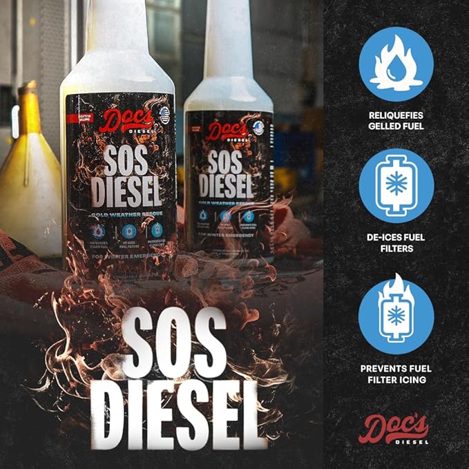 Doc’s SOS Diesel Rescue Emergency Diesel Fuel Additive & Flow Restore Treatment | De-Icer & Anti-Gel for Fuel System Recovery - 1-Pack (16 oz)