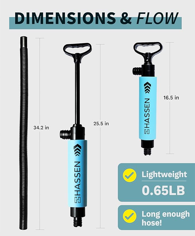 Manual Bilge Pump for Boats, Kayak Portable Hand Pumps for Water Removal - Long Hose Marine Safety Equipment Must Haves, Emergency Tool Home & Outdoors