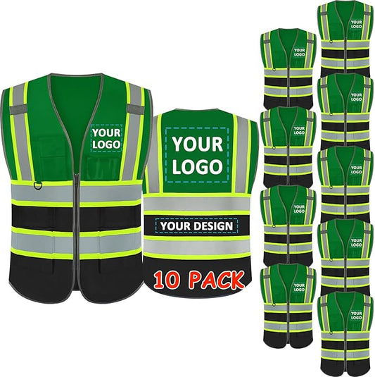 BeautyWill Custom Logo Safety Vest Class 2 High Visibility Reflective Vest for Men - Personalized Logo Team Vest