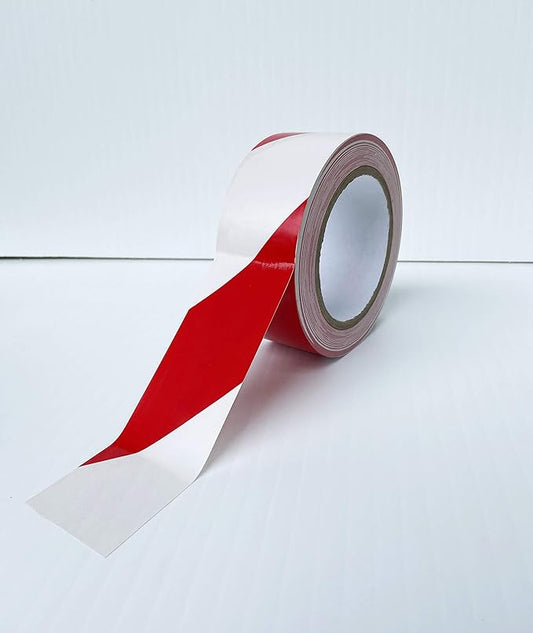 PVC Vinyl Tape- 6 mil, (2”, 36 yd) Matte Surface, Floor Marking Stripe Colored Tape by Graphical Warehouse- 5S Safety and Security Tape, Visual Communication Tool (12, Red/White)