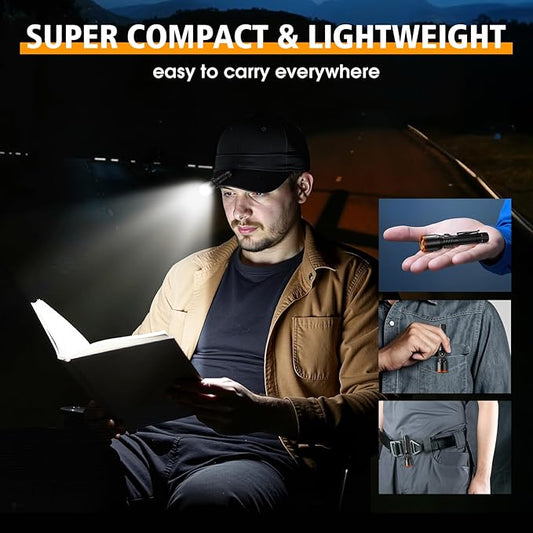 LETMY Small Rechargeable Flashlights Powerful, Zoomable Mini Flashlights High Lumens with Clip, 3 Modes&Memory Function LED Tactical Flashlight, Pocket EDC Flash Lights for Home Camping Emergency Gift