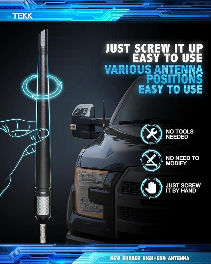 TEKK Carbon Fiber Short Antenna Compatible with Dodge Grand Caravan 2008-2020/7.9 Inches Premium Flexible Rubber/Designed for Enhance FM/AM Radio Signal Reception