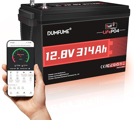 12V（300ah）314Ah LiFePO4 Battery Bluetooth with Self-Heating, 200A BMS, 4.01kWh Energy, 15000+ Cycles, for RV, Solar, Off-Grid & Home Storage
