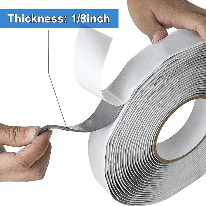 BOMEI PACK 2 Pack Butyl Seal Tape, 1/8inch x 1inch & 3/4inch x 30feet, Putty, Leak Proof Putty Tape for RV Repair, Window, Boat Sealing, Glass and EDPM Rubber Roof Patching
