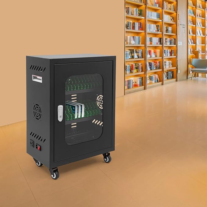 Cell Phone Locker 30 Slot Cellphone Charging Station Metal Cellphone Charging Cabinet Rechargeable Mobile Phone Cabinet for Office Classroom (30 Slot-Black)
