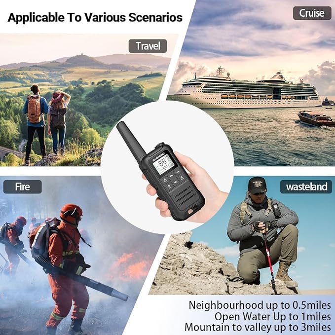 BAOFENG Walkie Talkies Long Range for Adult, 4Pack Rechargeable Walkie Talkie FRS Two Way Radio 1400mAh Li-ion Battery ，USB-C Cable， NOAA with Flashlight for Camping Family