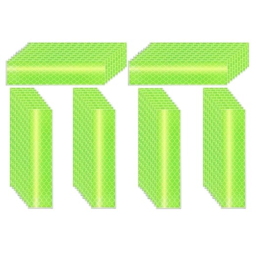 Fluorescent Reflective Stickers 1 inch X 4 inch, Outdoor Waterproof High Visibility Warning Safety Adhesive Reflector (60 Pcs)