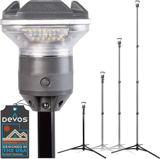 Devos Outdoor LightRanger 1200 - High-Performance LED Tripod Lantern with Adjustable Height, 9 Feet Tall with 1200 Lumens Brightness, and Long Battery Life.