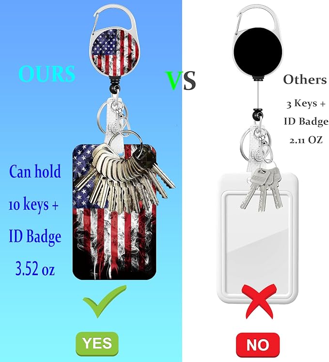 Badge Holder Lanyard American Flag Badge Reel ID Card Holders Detachable Name Tag Clips Cute Funny Nurse Teacher Office Gifts Women Man Badge Holder (USA SMOG)